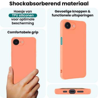 Forterra iPhone 16e Hoesje Siliconen Backcover Lichtgewicht - Perzik