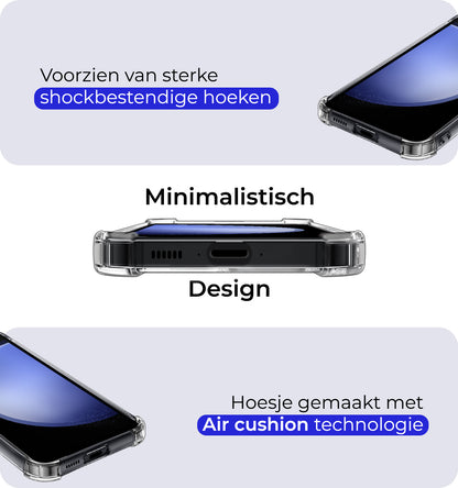 Forterra Samsung S23 FE Hoesje Kaarthouder Backcover Shockproof - Transparant