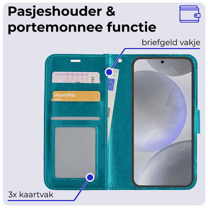 Forterra Samsung S24 Plus Hoesje Bookcase Cover met Kaarthouder - Turquoise