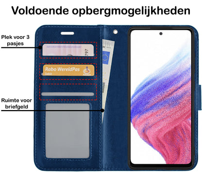 Forterra Samsung A53 Hoesje Bookcase Cover met Kaarthouder - Donkerblauw