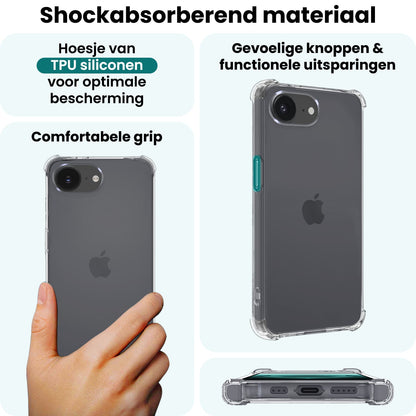 Forterra iPhone 16e Hoesje Shockproof Backcover Siliconen - Transparant