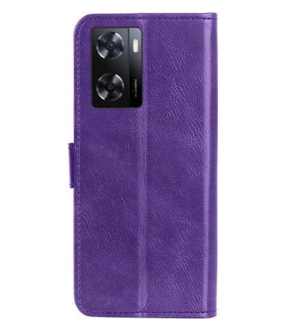 Forterra OPPO A57 Hoesje Bookcase Cover met Kaarthouder - Paars