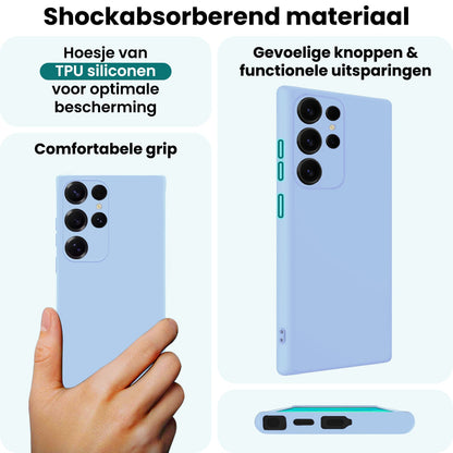 Forterra Samsung S25 Ultra Hoesje Siliconen Backcover Lichtgewicht - Lichtblauw