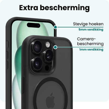 Forterra iPhone 15 Pro Hoesje Geschikt voor Magsafe Backcover Shockproof - Zwart