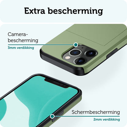 Forterra iPhone 11 Pro Hoesje Kaarthouder Hard Case Shockproof - Donkergroen