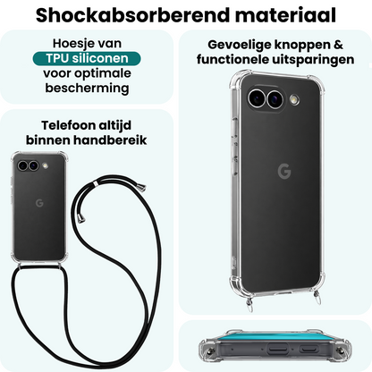 Forterra Google Pixel 9a Hoesje met Koord Backcover Shockproof - Transparant