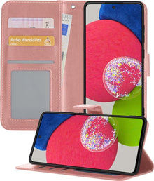 Forterra Samsung A52s Hoesje Bookcase Cover met Kaarthouder - Rosé goud
