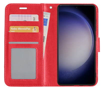 Forterra Samsung S23 Ultra Hoesje Bookcase Cover met Kaarthouder - Rood