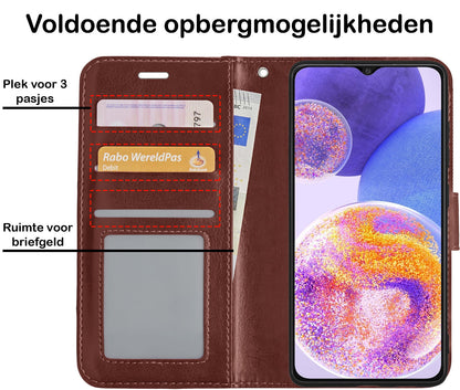 Forterra Samsung A23 Hoesje Bookcase Cover met Kaarthouder - Bruin