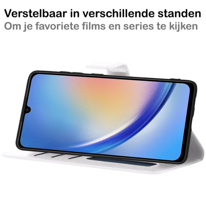 Forterra Samsung A34 Hoesje Bookcase Cover met Kaarthouder - Wit