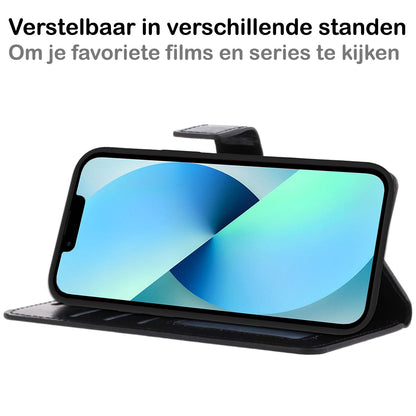 Forterra iPhone 13 Hoesje Bookcase Cover met Kaarthouder - Zwart