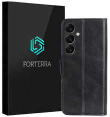 Forterra Samsung S25 Hoesje Bookcase Cover met Kaarthouder - Zwart