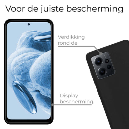 Forterra Xiaomi Redmi Note 12 4G Hoesje Siliconen Backcover Lichtgewicht - Zwart