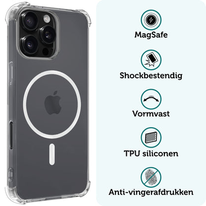 Forterra iPhone 16 Pro Hoesje Geschikt voor Magsafe Backcover Shockproof - Transparant