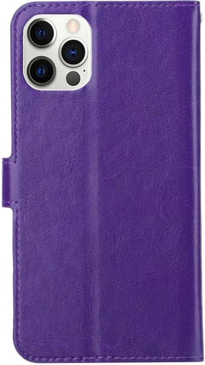 Forterra iPhone 12 Pro Hoesje Bookcase Cover met Kaarthouder - Paars