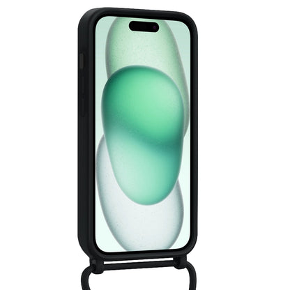 Forterra iPhone 14 Pro Max Hoesje Met Telefoonkoord en Pasjeshouder Siliconen - Zwart