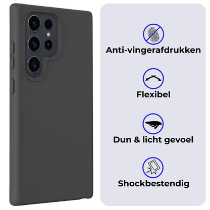 Forterra Samsung S24 Ultra Hoesje Siliconen Backcover Lichtgewicht - Zwart