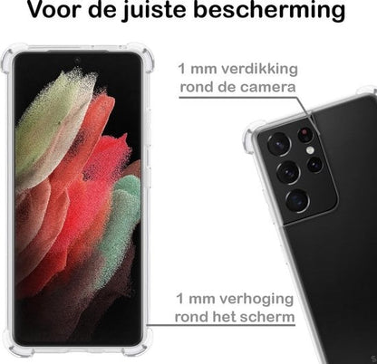 Forterra Samsung S21 Ultra Hoesje Shockproof Backcover Siliconen - Transparant