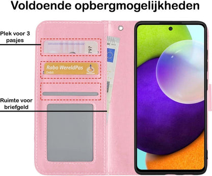 Forterra Samsung A52 5G Hoesje Bookcase Cover met Kaarthouder - Lichtroze
