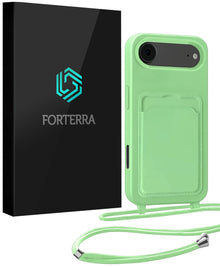 Forterra iPhone Air Hoesje Met Telefoonkoord en Pasjeshouder Siliconen - Groen