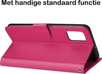 Forterra Samsung A71 Hoesje Bookcase Cover met Kaarthouder - Donkerroze