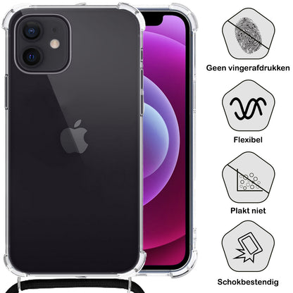 Forterra iPhone 13 Mini Hoesje met Koord Backcover Shockproof - Transparant