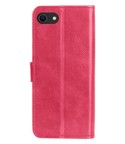 Forterra iPhone SE 2022 Hoesje Bookcase Cover met Kaarthouder - Donkerroze
