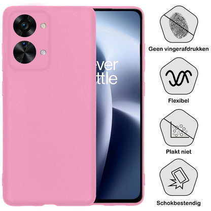 Forterra OnePlus Nord 2T Hoesje Siliconen Backcover Lichtgewicht - Lichtroze