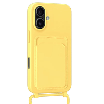 Forterra iPhone 16 Plus Hoesje Met Telefoonkoord en Pasjeshouder Siliconen - Geel