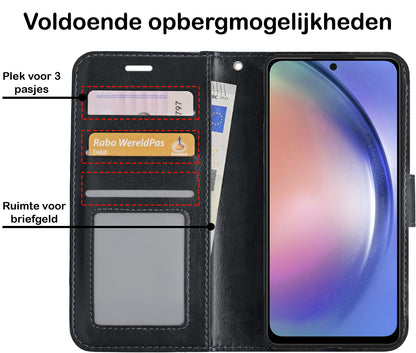 Forterra Samsung A54 Hoesje Bookcase Cover met Kaarthouder - Zwart