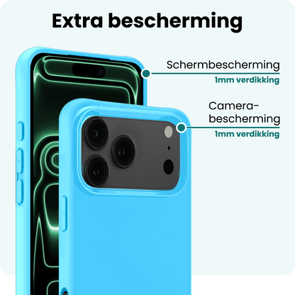 Forterra iPhone 17 Pro Max Hoesje Siliconen Backcover Lichtgewicht - Lichtblauw