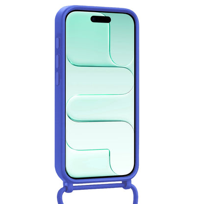 Forterra iPhone Air Hoesje Met Telefoonkoord en Pasjeshouder Siliconen - Felblauw