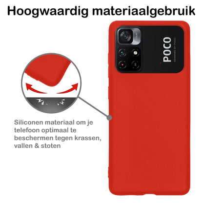 Forterra Xiaomi Poco M4 Pro 5G Hoesje Siliconen Backcover Lichtgewicht - Rood