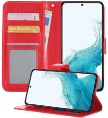 Forterra Samsung S22 Plus Hoesje Bookcase Cover met Kaarthouder - Rood