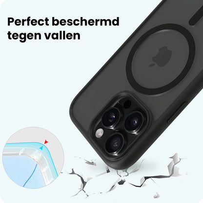 Forterra iPhone 15 Pro Hoesje Geschikt voor Magsafe Backcover Shockproof - Zwart