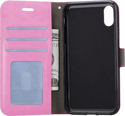 Forterra iPhone X Hoesje Bookcase Cover met Kaarthouder - Lichtroze