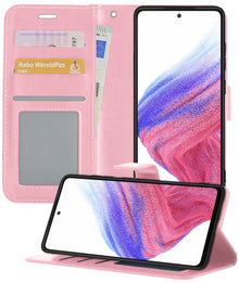 Forterra Samsung A53 Hoesje Bookcase Cover met Kaarthouder - Lichtroze