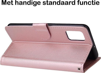 Forterra Samsung A51 Hoesje Bookcase Cover met Kaarthouder - Rosé goud