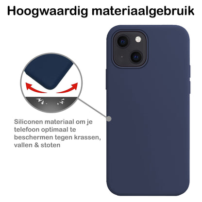 Forterra iPhone 14 Hoesje Siliconen Backcover Lichtgewicht - Donkerblauw