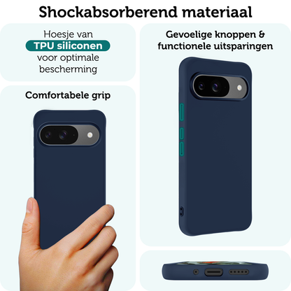 Forterra Google Pixel 9 Hoesje Siliconen Backcover Lichtgewicht - Donkerblauw