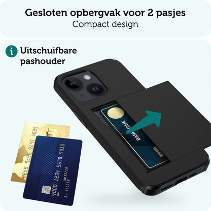 Forterra iPhone 15 Plus Hoesje Kaarthouder Hard Case Shockproof - Zwart
