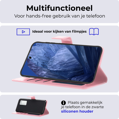 Forterra Google Pixel 8a Hoesje Bookcase Cover met Kaarthouder - Lichtroze
