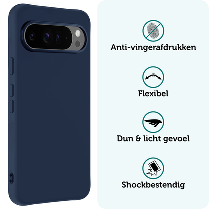 Forterra Google Pixel 10 Pro XL Hoesje Siliconen Backcover Lichtgewicht - Donkerblauw