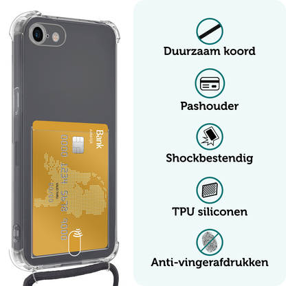 Forterra iPhone 7 Hoesje Kaarthouder met Koord Backcover Shockproof - Transparant