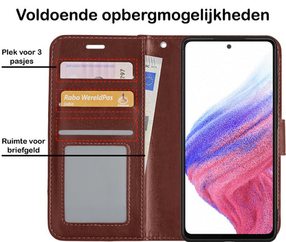 Forterra Samsung A53 Hoesje Bookcase Cover met Kaarthouder - Bruin