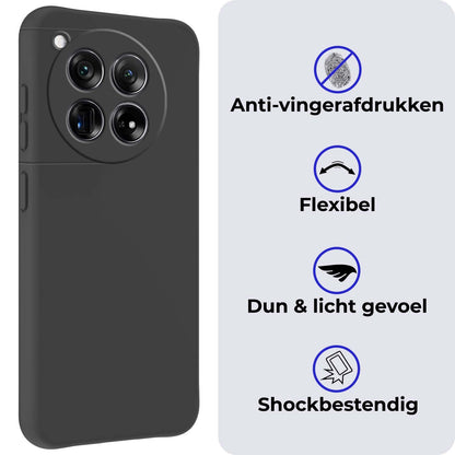 Forterra OnePlus 12 Hoesje Siliconen Backcover Lichtgewicht - Zwart