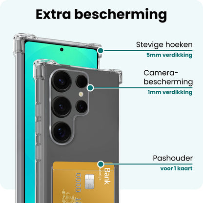 Forterra Samsung S25 Ultra Hoesje Kaarthouder Backcover Shockproof - Transparant