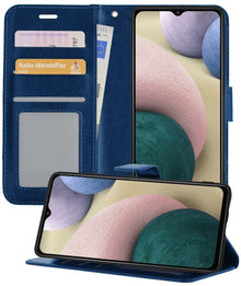 Forterra Samsung A12 Hoesje Bookcase Cover met Kaarthouder - Donkerblauw