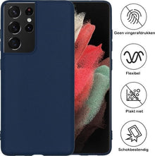 Forterra Samsung S21 Ultra Hoesje Siliconen Backcover Lichtgewicht - Donkerblauw