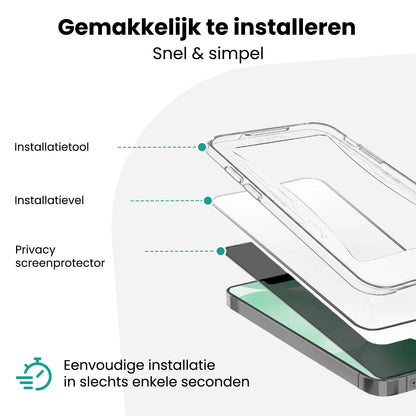 Forterra Privacy Screenprotector Geschikt voor Samsung Galaxy S24 - Met Installatie Kit - Privacy - Beschermglas - Flexibel Glas - Tempered Glass - Screen Protector